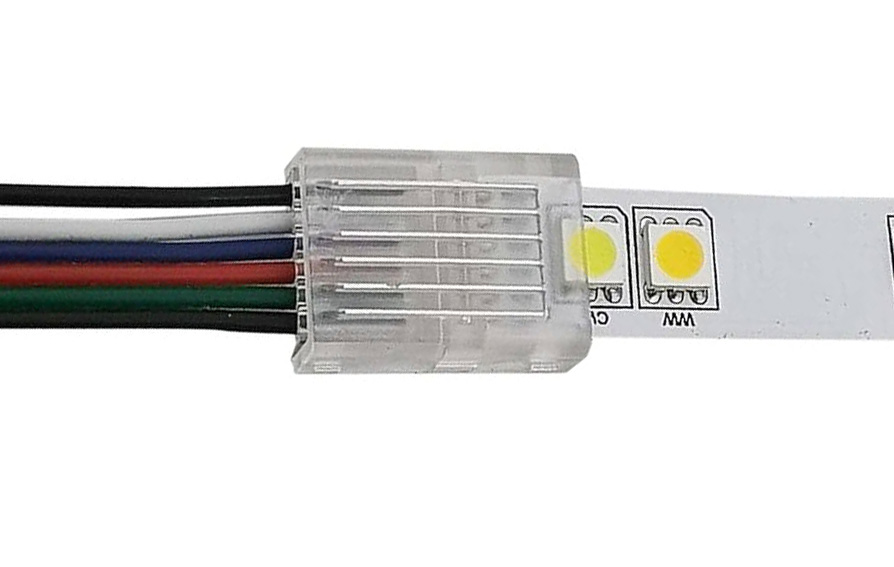 6-pin connector attached to an RGBCCT LED strip